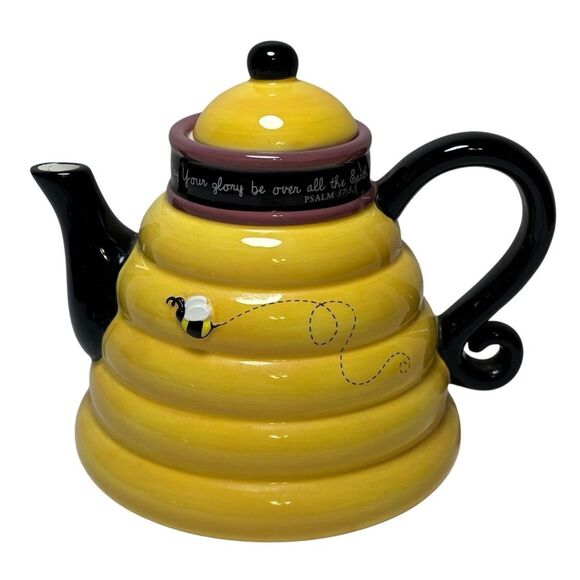 Debbie Mumm Brownlow Bumblebee Beehive Teapot Psalm 57:5 Vintage 2004 - Picture 1 of 8